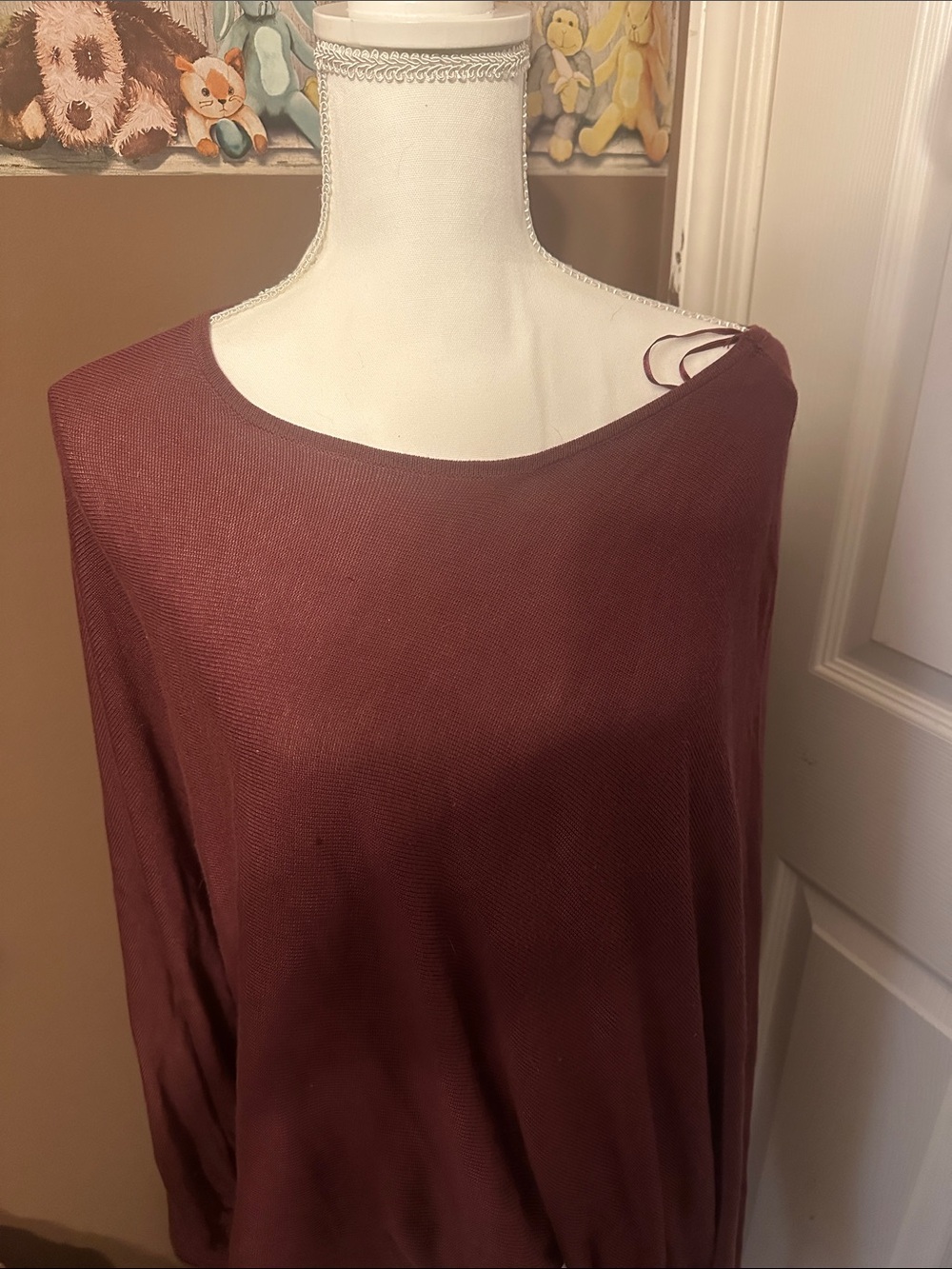 Hyfve Lightweight Burgundy Boatneck Sweater